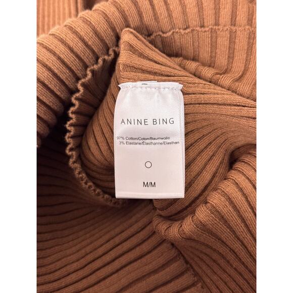New Anine Bing Dress Medium Womens Victoria Turtleneck Shoulder Cut Out Midi - Picture 8 of 9